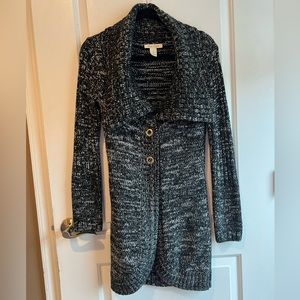 WHBM sparkly sweater long 2 front button open cardigan/coat size small